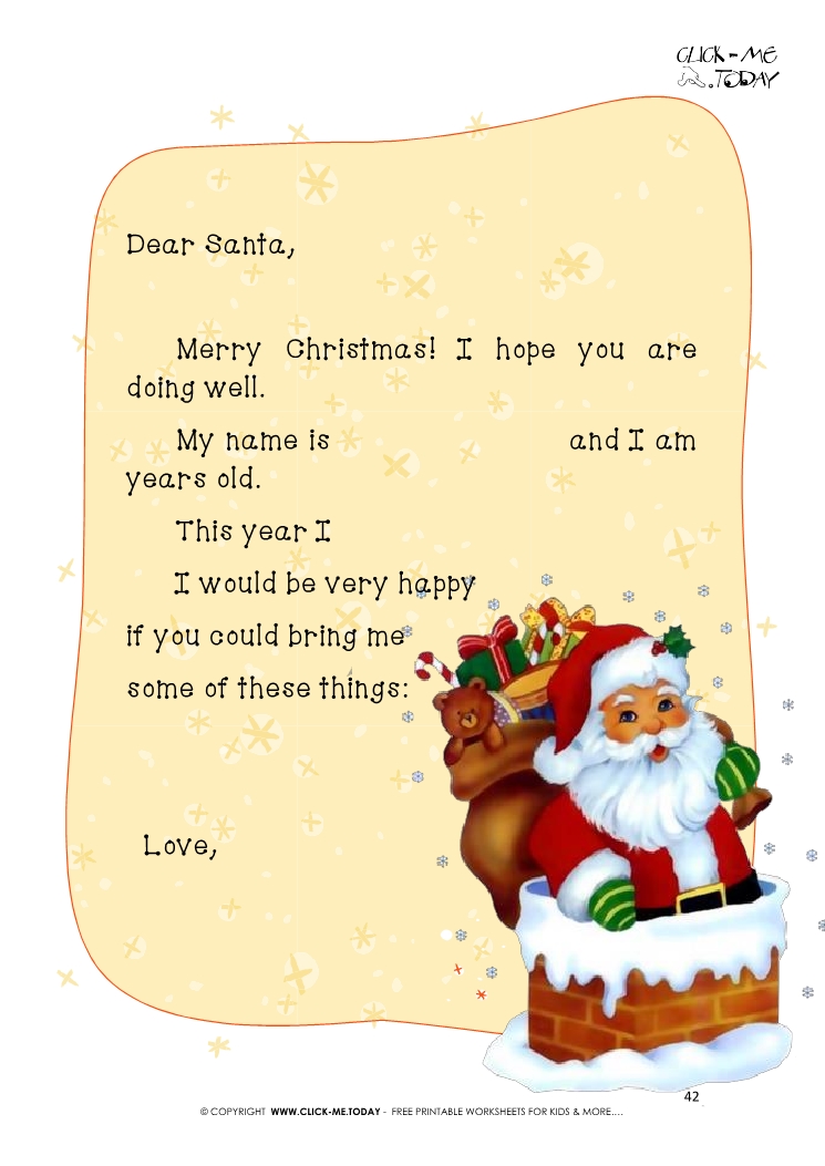 Free printable example text for Santa Claus letter 42